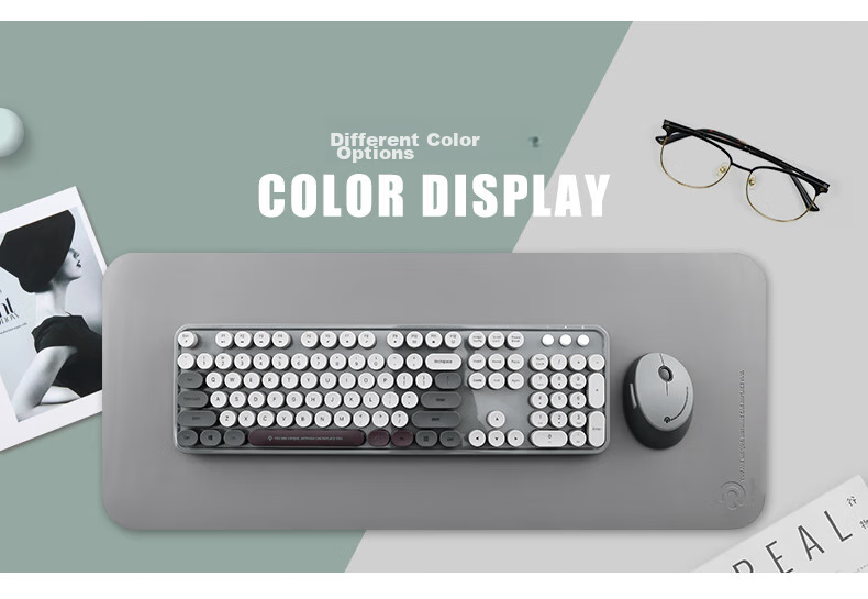 Rantopad RF104 Wireless Keyboard And Mouse Combo, Office Keyboard And Mouse Set, Retro Keyboard, Mouse, Full-Size 104-Key Set, Purple Mixed Color 12