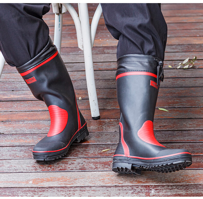 Jolly Walk Water Boots, Rain Boots for Men, High-Top Waterproof Shoes, Long Fishing Boots, Car Washing Waterproof Overshoes, Rubber Shoes JW211 Blue And Yellow 41 11