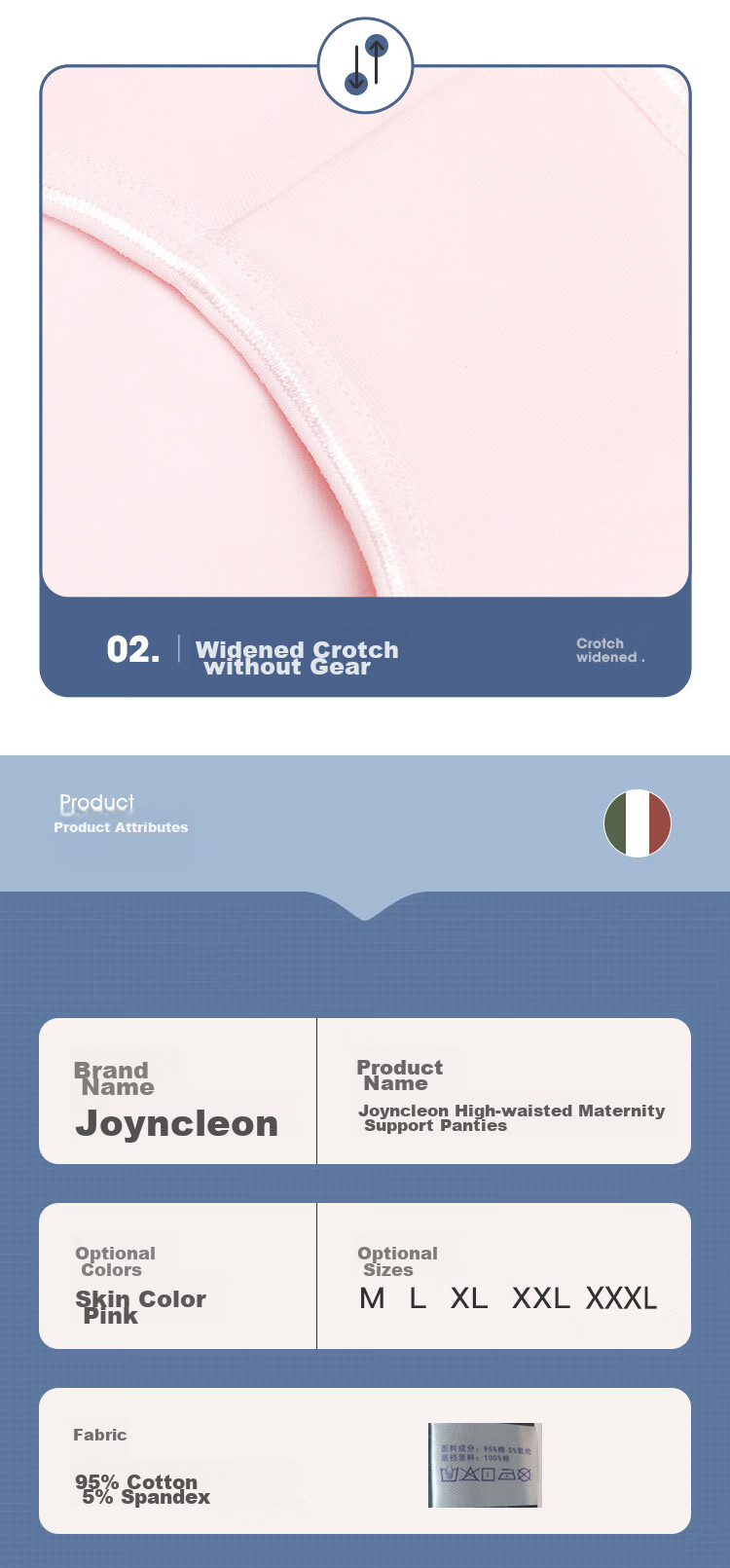 JOYNCLEON Maternity Underwear, Pure Cotton, Adjustable Belly Support, High-Waist Maternity Panties, 3-Pack, All-Season Style, Size L, Jq9001 12