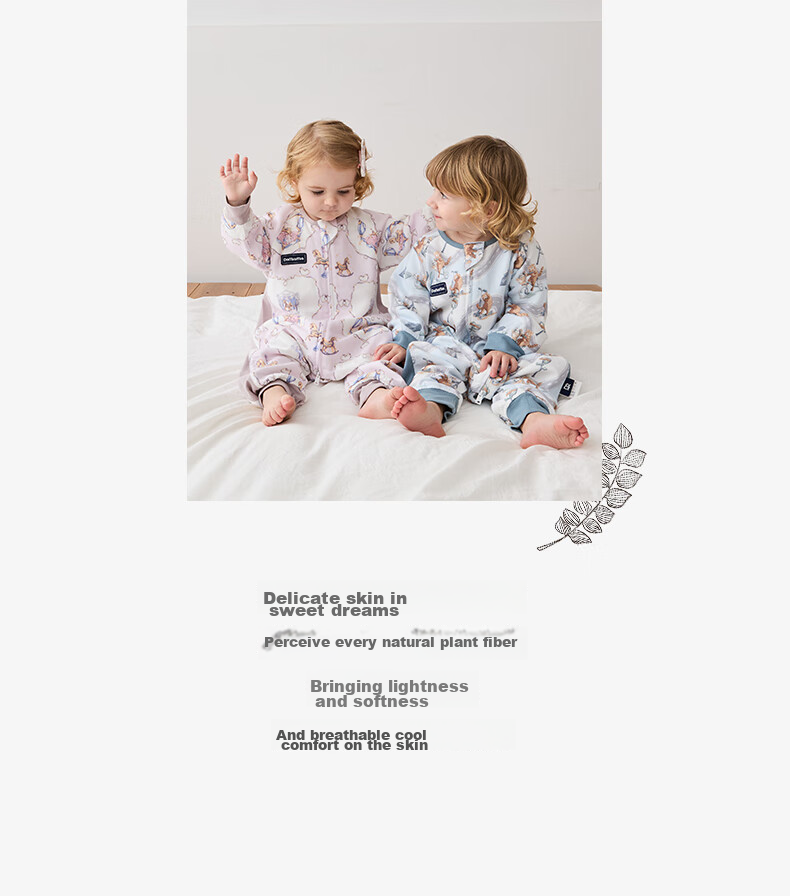 DOMIAMIA Baby Sleeping Bag, Split-Leg Design for All Seasons, Anti-Kick Blanket, Four-Layer Gauze, Rattan Bottle, Size M, 23-27° 4