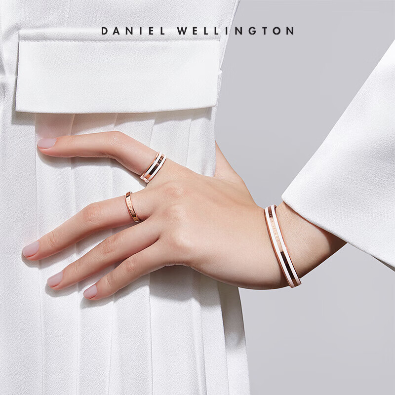 DanielWellington DW Ceramic White Rose Gold Ring for Women, Size 48 Couple Rings DW039 Birthday Gift for Girls