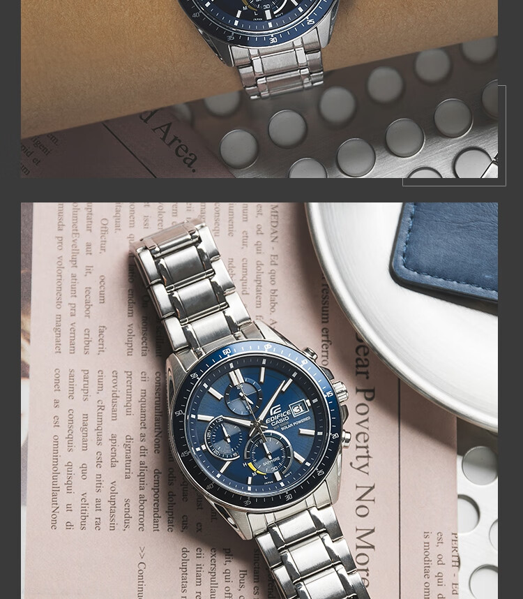 Casio Men's Watch, EDIFICE Solar-Powered Quartz Exam Watch, Japanese And Korean Style, Gift for Boyfriend, EFS-S510D 11