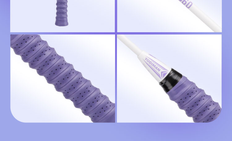 Yodiman Purple And White Badminton Racket, Full Carbon Ultra-Light 6U Single Racket 660 21