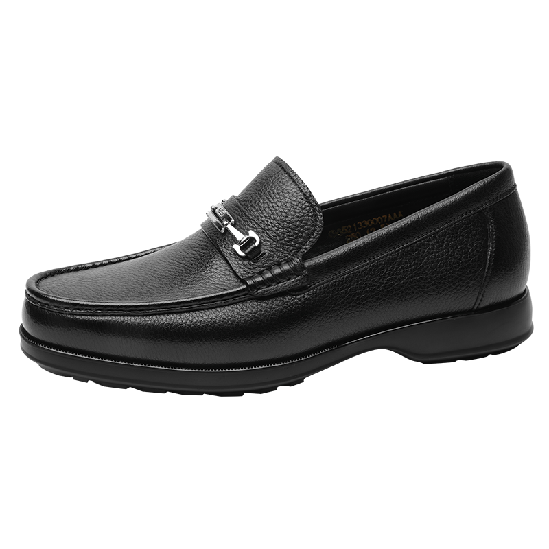 Goldlion Men's Loafers, Lightweight Durable Leather Shoes, Comfortable Slip-On Business Casual Shoes G521330007AAA Black Size 42