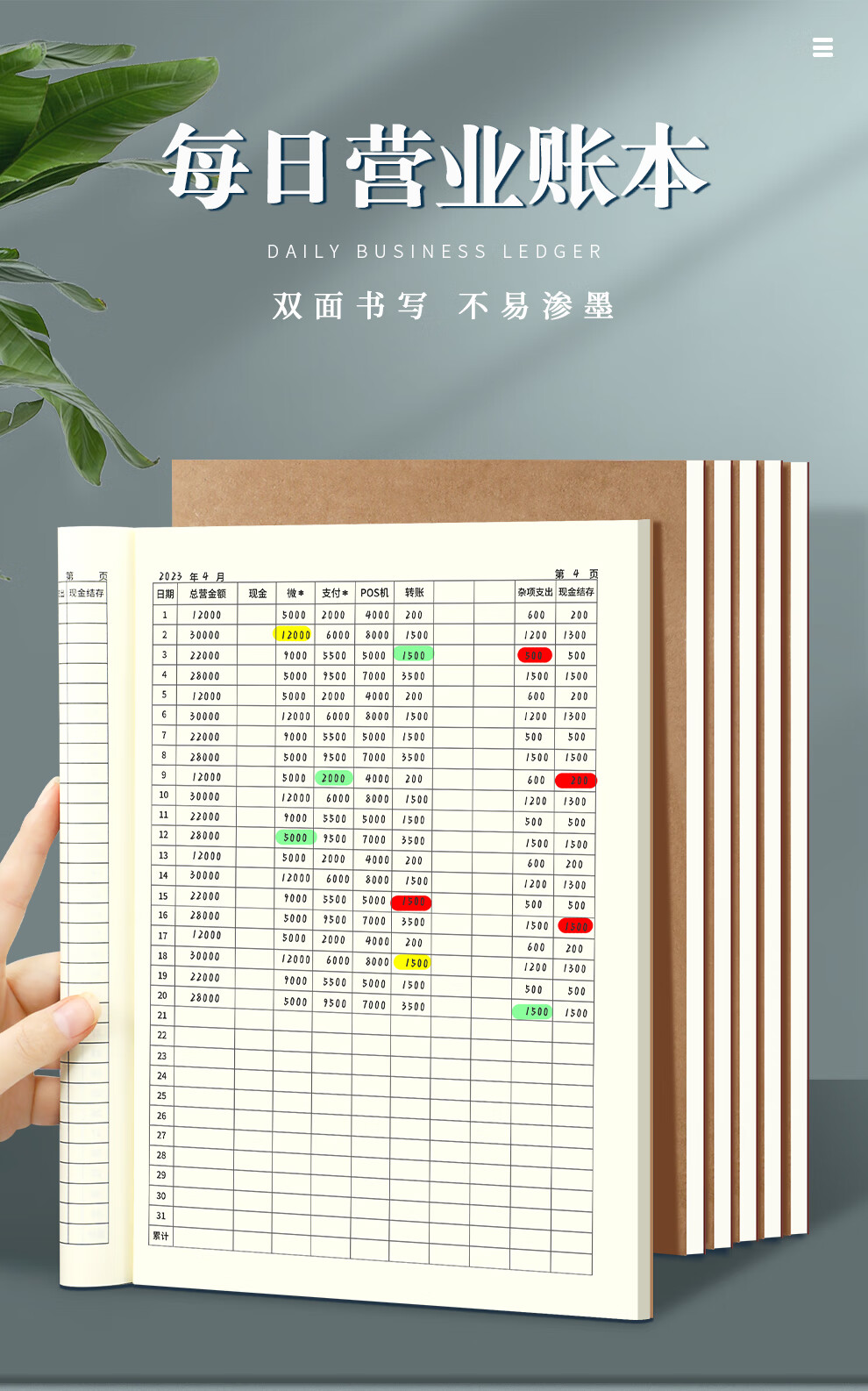 Jiaranheng 3-Pack B5 Kraft Paper Daily Business Ledger, Kraft Paper Physical Store Income Detail Book, Cash Diary, Expense And Income Book, Company Financial Accounting Book 1