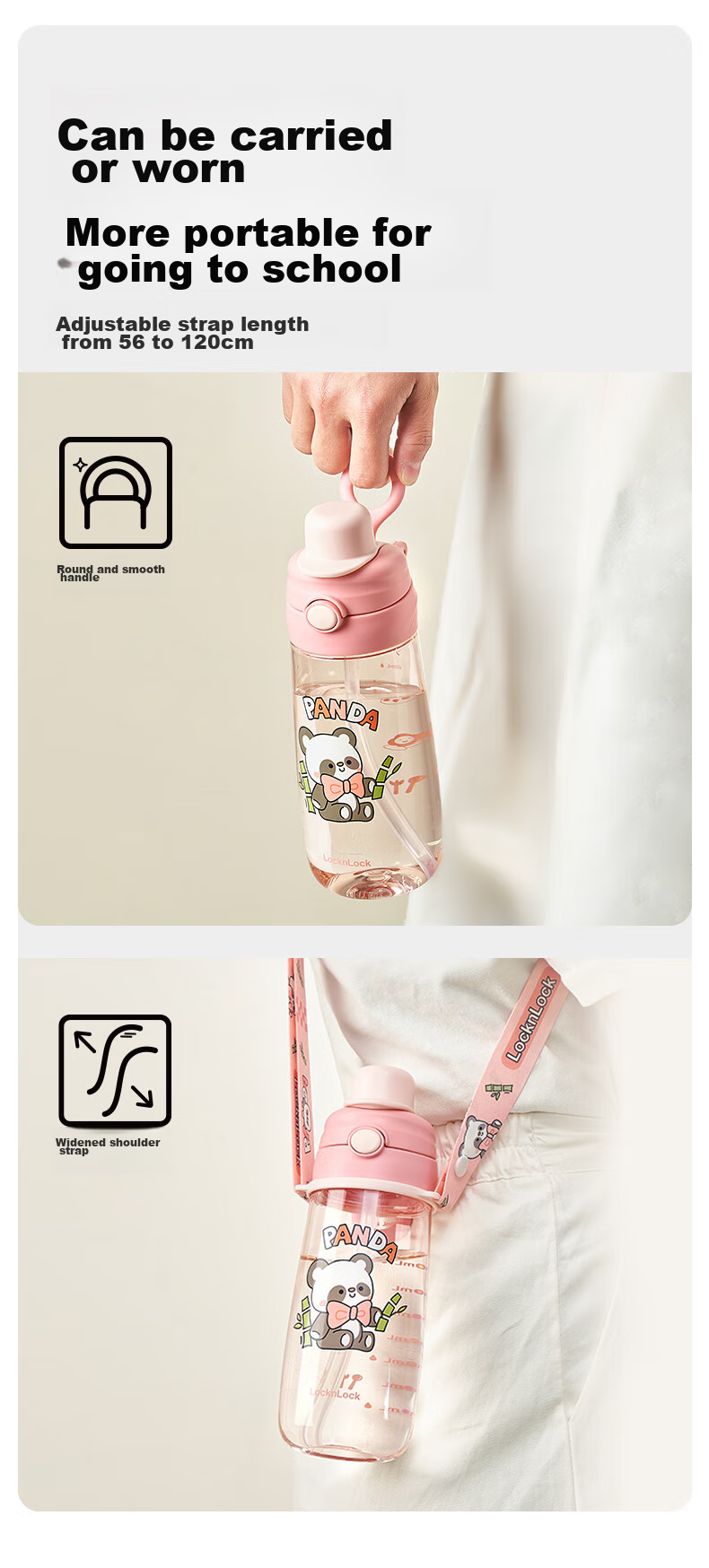 LOCK&LOCK Children's Water Bottle for Ages 6-12, Summer Straw Cup, School-Specific Drinking Cup for Elementary Students, Sports Water Bottle for Boys 8