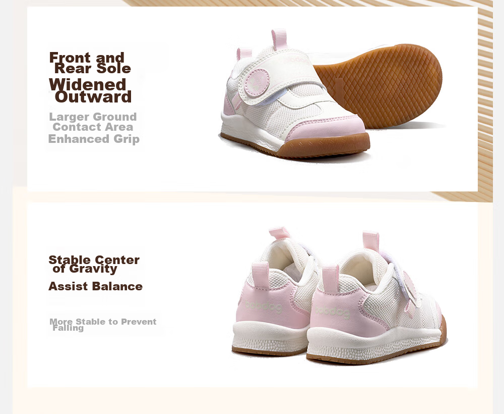 BOBDOG Toddler Shoes, Baby Walking Shoes, Spring Style, Soft Sole, Non-Slip, Anti-Collision, Functional Shoes for Boys And Girls, Pink, Size 23 10