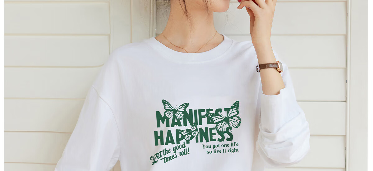 Halo Queen Women's Short-Sleeve T-Shirt, Summer Undershirt, Inner Layer Top, Trendy Letter Print, Loose-Fitting T-Shirt, H143T1418 23