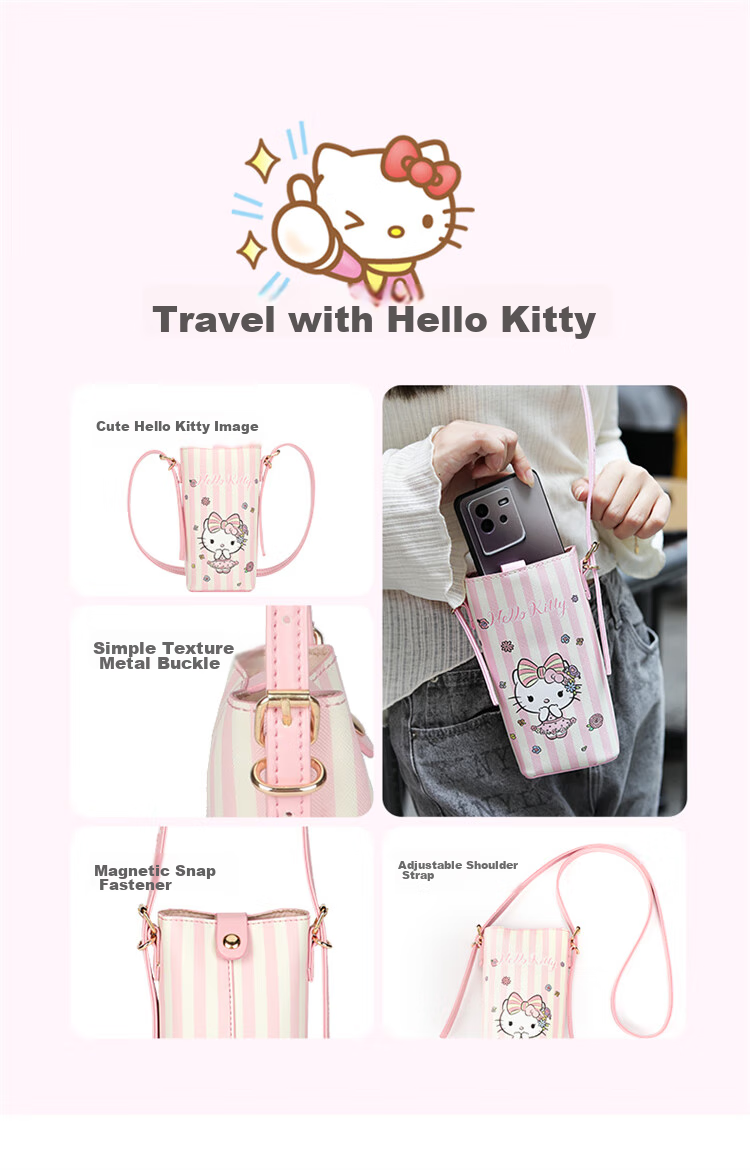 Mesuca X Kuromi Handbag, Women's Portable Phone Bag, Shoulder Crossbody Small Purse, Birthday Gift for Girls 41