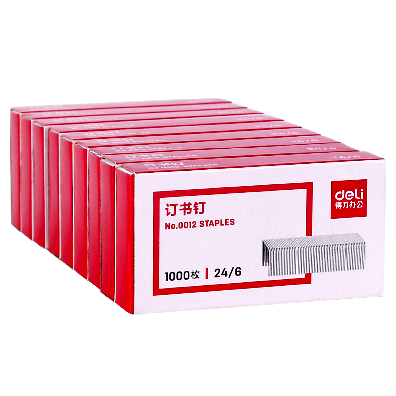 Deli 24/6 High-Strength Staples, 12# Staples, 1000 Pieces/box, 24 Boxes, Can Staple up to 25 Pages, Office Supplies, P0012S