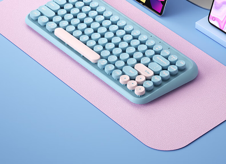 B.O.W Hangshi K500D Dual-Mode Bluetooth Wireless Keyboard Ultra-Thin Portable Office Tri-Mode 84-Key Keyboard for Phone iPad Tablet Laptop Starry Purple Color Block 10
