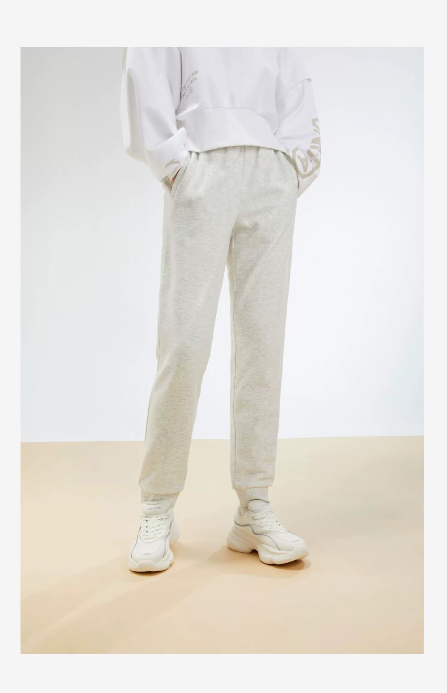 Anta Fleece Lined Jogger Pants | Knitted Women's Sports Trousers Winter New Fleece Warm Casual Elastic Cuff Sweatpants 37