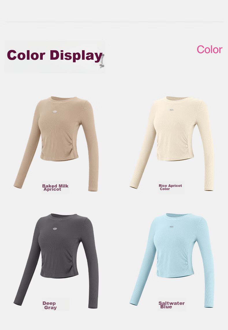 VFU Quick-Dry Women's Yoga Top, Outdoor Sun Protection, Moisture-Wicking Running Fitness Wear, Autumn Season, Roasted Milk Apricot Color, Size M 20