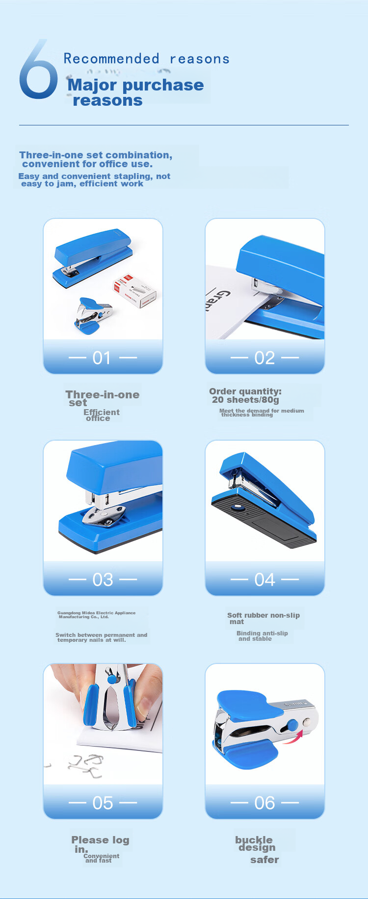 COMIX No.12 Office Stapler 3-Piece Set (Stapler, Staple Remover, Staples) Office Supplies Black EB009 1