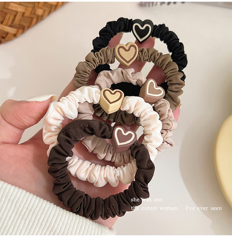 Jingxiaodi 5 Heart-Shaped Hair Ties for Women, Bun Maker, High Elasticity Rubber Bands, Hair Ties, Non-Damaging Hair Bands, Hair Accessories 2