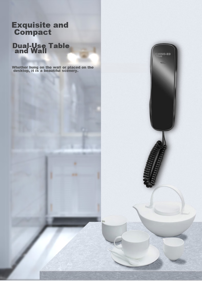 CHINO-E Telephone, Landline Hotel Phone, Small Handset, Desk And Wall Dual-Use, Battery-Free Wall-Mounted Extension, A061 Black Office Companio 5