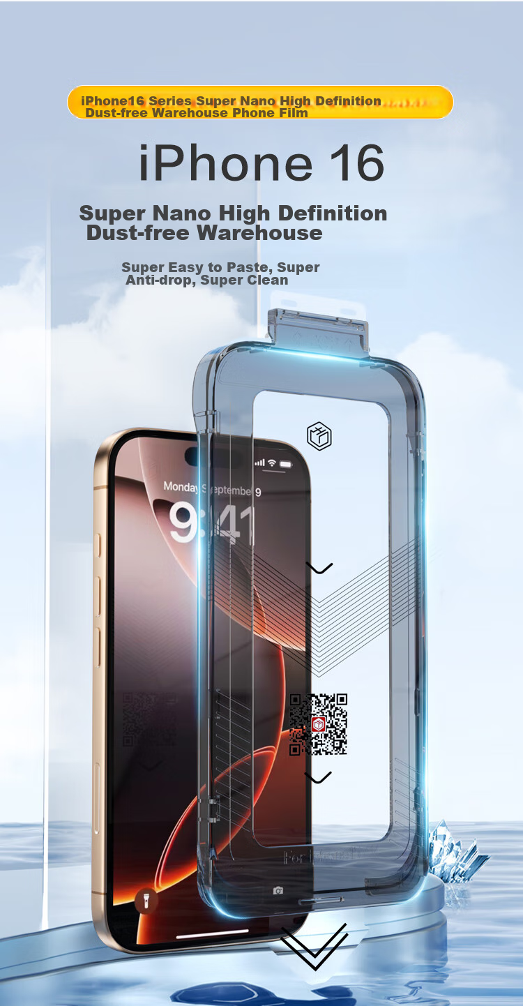 JD Original [Dust-Free Storage 2-Pack] Compatible with Apple 16/15, High-Definition Tempered Glass Screen Protector for IPhone 16, HD Phone Film, Dust-Proof, Shockproof, Anti-Fingerprint, Ultra-Thin, Full Coverage, with Dust-Free Storage 2