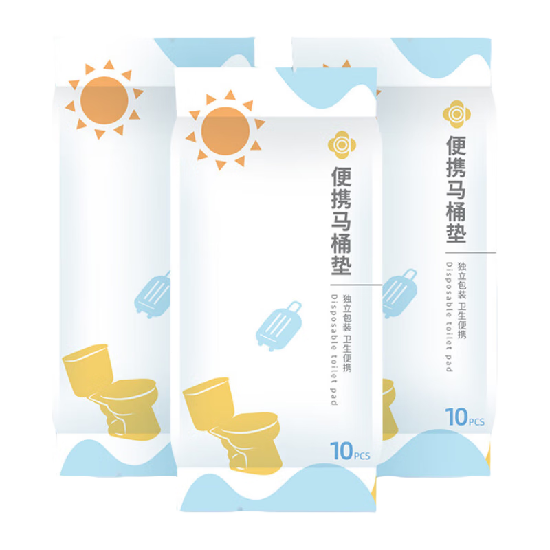 Grace Disposable Toilet Seat Covers, Travel Adhesive Waterproof Seat Protectors for Hotels, Large Size 40cm*60cm*10 Pieces