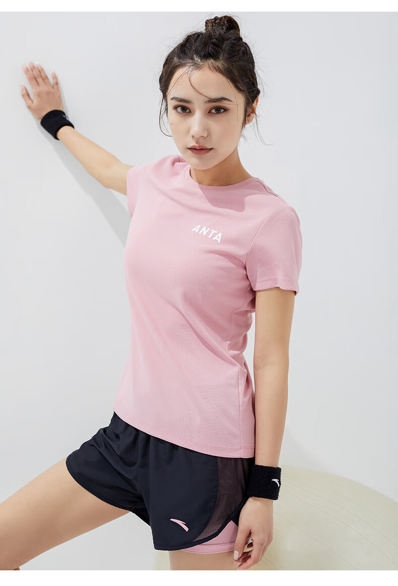 Anta Quick-Dry Sports Set | Women's Summer New Breathable Short Sleeve and Shorts Badminton Two-Piece Set with Anti-Exposure Design 36