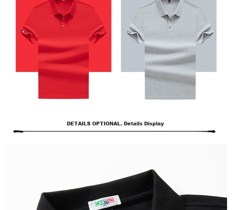 LIMENG Men's Short Sleeve T-Shirt Summer Solid Color 100% Cotton Polo Shirt Light Gray 4XL 11