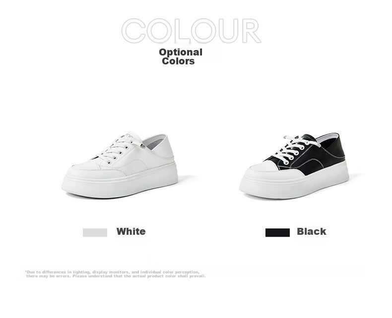 PT'SON Thick-Soled White Sneakers for Women, Spring Thin Lightweight Breathable Height-Increasing Fashionable Versatile Casual Skateboard Shoes, White, Size 36 11