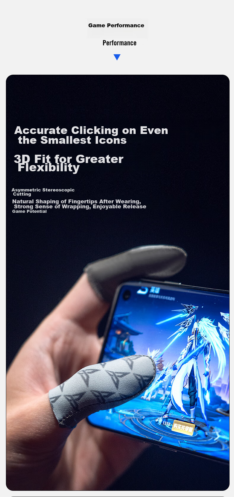 Flydigi P1 Lite Silver Cloth Gaming Finger Sleeves, Ultra-Thin Bare-Feel, Non-Slip Sweatproof Finger Covers, Esports Gaming Accessories for Mobile Phones And Tablets, PUBG Assistant 6