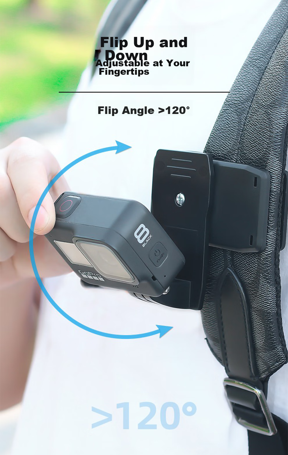 SUREWO Compatible with DJI GoPro Action Camera Backpack Clip, Suitable for Action 5 Pro/6 Backpack Strap with Clip, Acepro 2 Backpack Mounting Bracket, Nano Action 5 4 Accessories 2