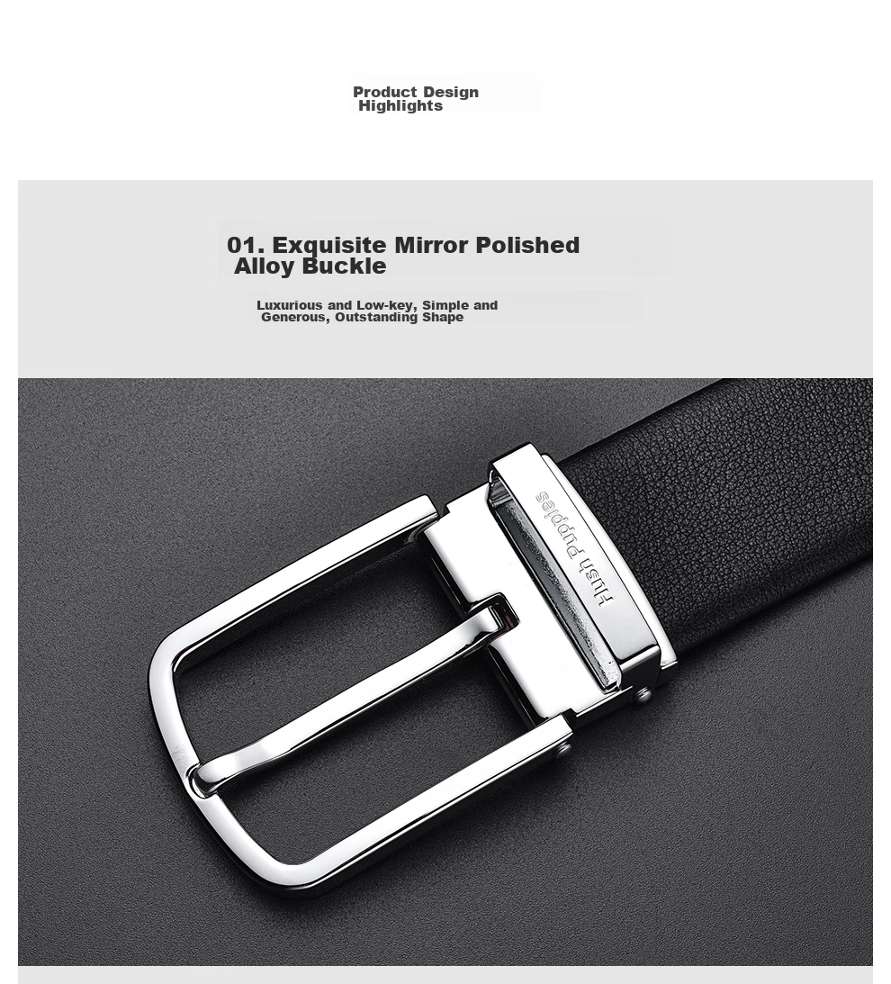 Hush Puppies Pin Buckle Leather Belt, Business Men's Belt Gift Box, Birthday Present for Husband 3