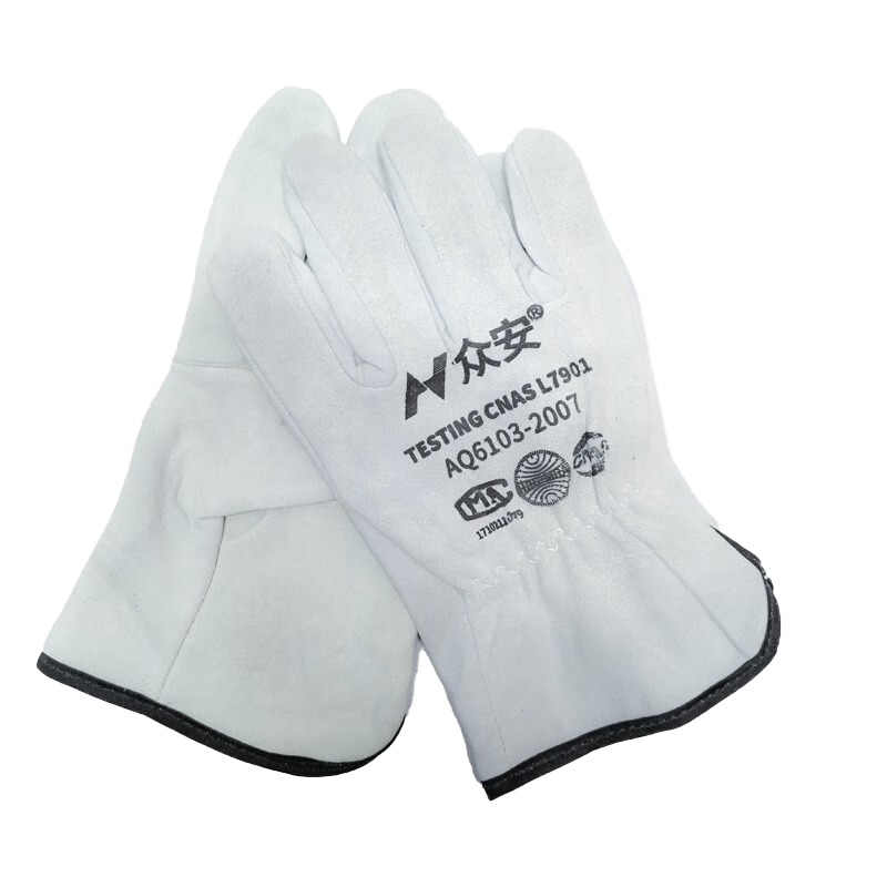 ZhongAn Short Sheepskin Welding Gloves Wear-Resistant Heat-Resistant High-Temperature Welder Gloves HF201 5 Pairs Pack