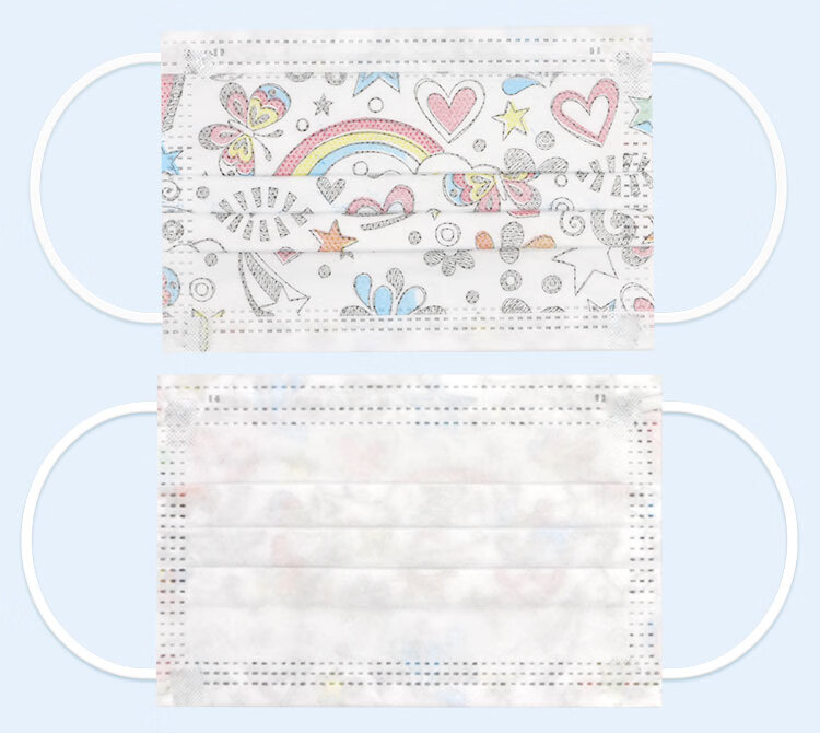 105794-小猫钓鱼 儿童印花口罩含医用级加厚熔喷布独立包装图案定制医用外科口罩三层防护防花粉防飞沫透气印花口罩 儿童小熊印花 60片 独立装 赠送10片随机印花-详情图