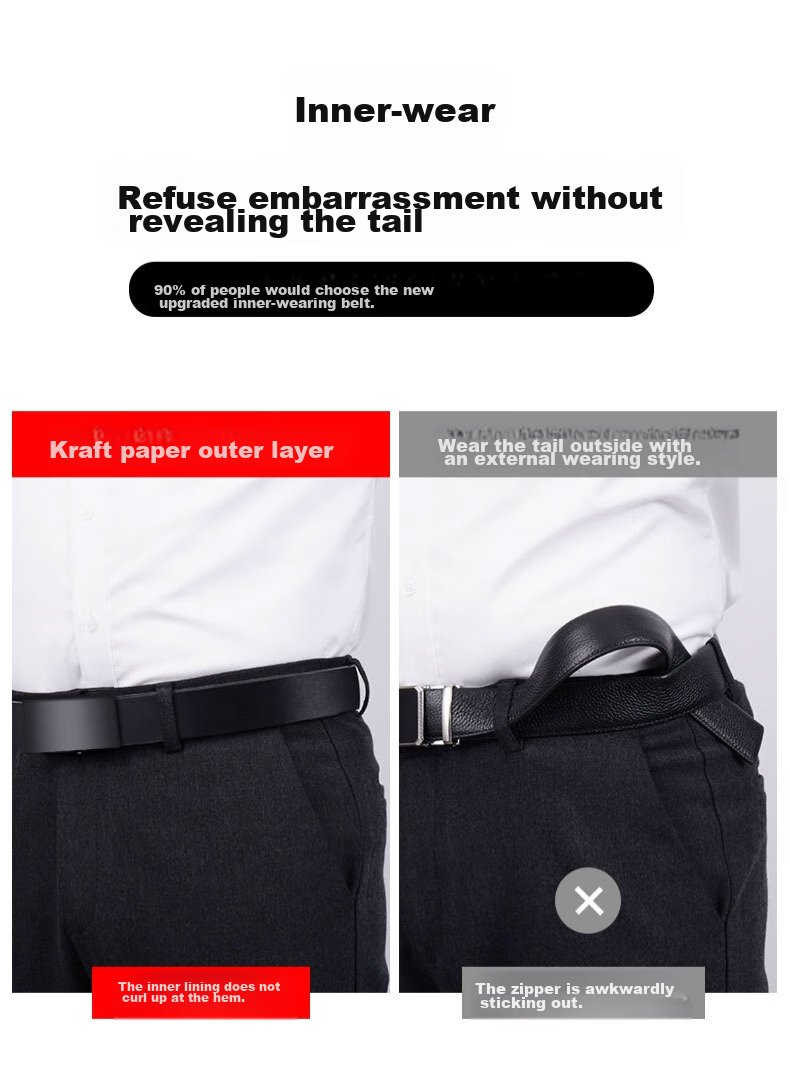Huili Men's Genuine Leather Belt with Automatic Buckle, New High-Quality Cowhide Business Casual Simple Waist Belt 5