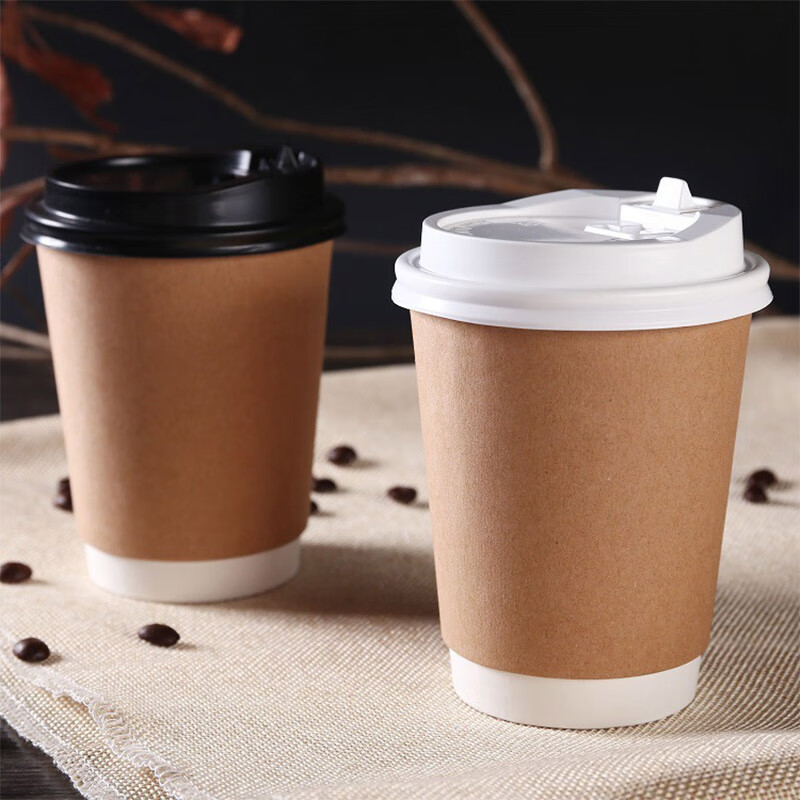 Quanshi Lidded Cups for Juice, Milk Tea, Soy Milk, Hot Drinks, 500ml, Pack of 16, Disposable Paper Cups for Juice, Coffee Cups