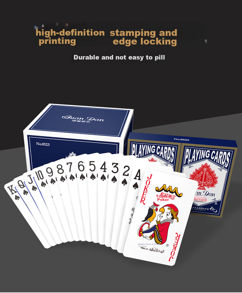 AAA Guandan Playing Cards, AAA Entertainment Playing Cards, Blue Core Paper Playing Cards, Guandan Cards for 8523 Double Decks, Blue Ten Decks 5