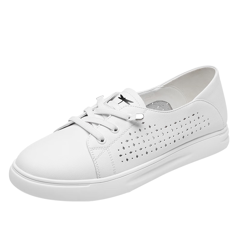 RED DRAGONFLY Women's Casual Shoes, Hollow Breathable Lace-Up White Sneakers, Versatile Women's Skateboard Shoes, C0TTN03591