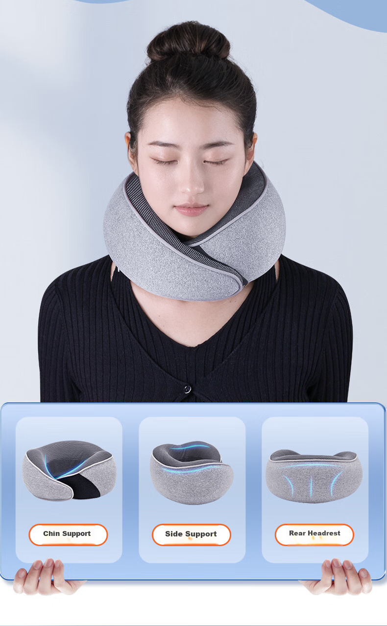 Mixiaoshu U-Shaped Pillow, Portable Travel Memory Pillow, Airplane Office Neck Pillow, Nap Pillow, Car Travel Pillow, Gray 5