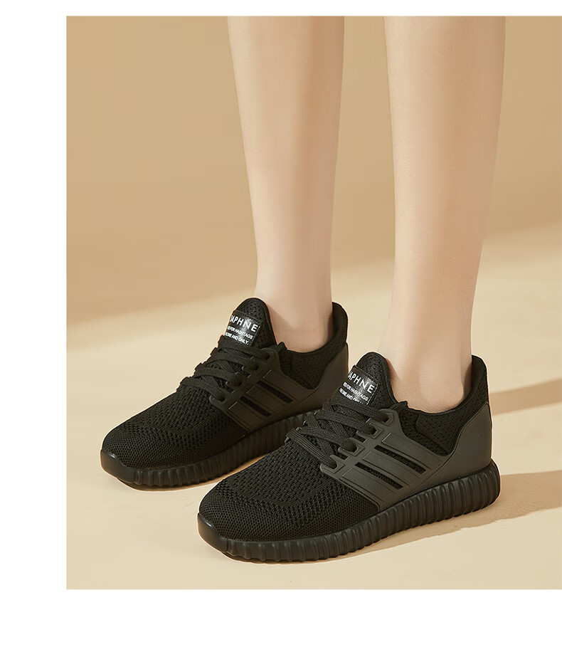 DAPHNE Breathable Lightweight Mesh Shoes, Women's Soft-Soled Casual Sports Running Shoes, 4623101094, Black, Size 35 13