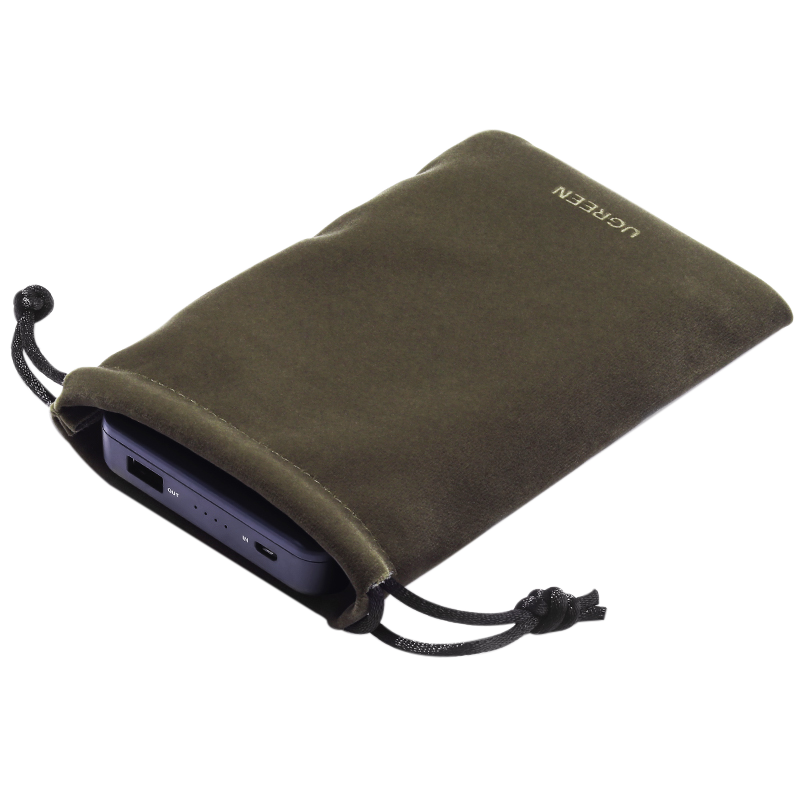 UGREEN Phone Storage Pouch, Cable Charger Power Bank Portable Hard Drive USB Flash Drive Digital Protective Case Suitable for Apple IPhone 17, Large Drawstring Fleece Bag
