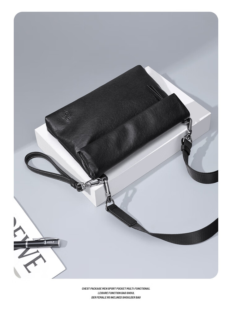 GOLF Shoulder Bag for Men, Top-Grain Leather Crossbody Bag with Multiple Card Slots, Handbag with Dual Use for Phone And IPad, Business Bag for Me 14