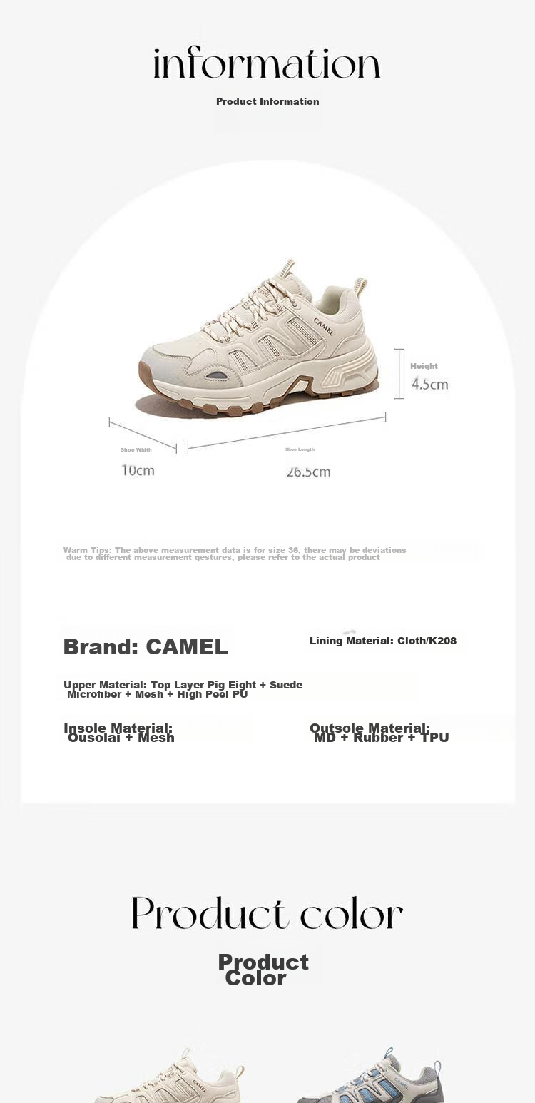 CAMEL Outdoor Hiking Shoes, Non-Slip, Wear-Resistant, Mountain Climbing Sports, Water-Repellent, Couple's Mountaineering Shoes [Taihang] 08S 12