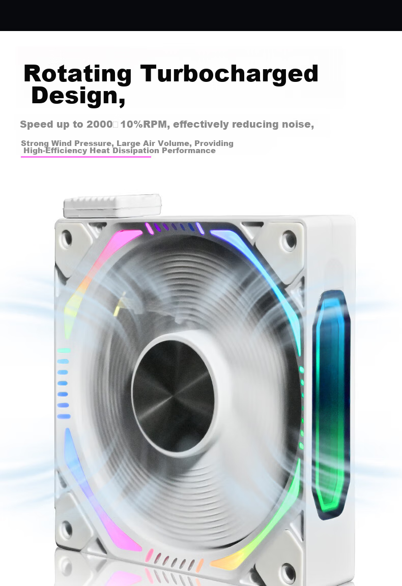 Wanjia Star Chain Building Blocks White Forward Three-Pack 12CM Water-Cooled Case Fan Module Wireless Assembly/ARGB Lighting Sync/PWM Temperature Control 5