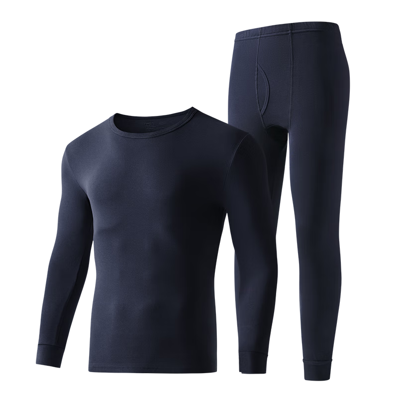 HLA Men's Autumn Underwear Set, Pure Cotton 210g 10A Antibacterial Anti-Mite Anti-Static Thermal Underwear Thin Warm Inner Wear