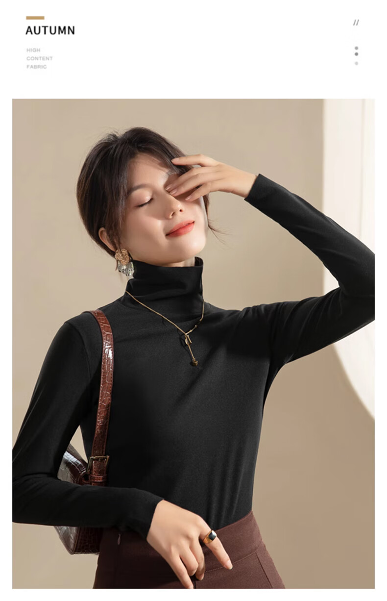 XUEXIMAN Turtleneck Basic Base Layer for Women, Autumn And Winter German Velvet Brushed Base Shirt, Skin-Friendly Inner Wear Top, Slim-Fit And Slimming, Suitable for Outerwear 14