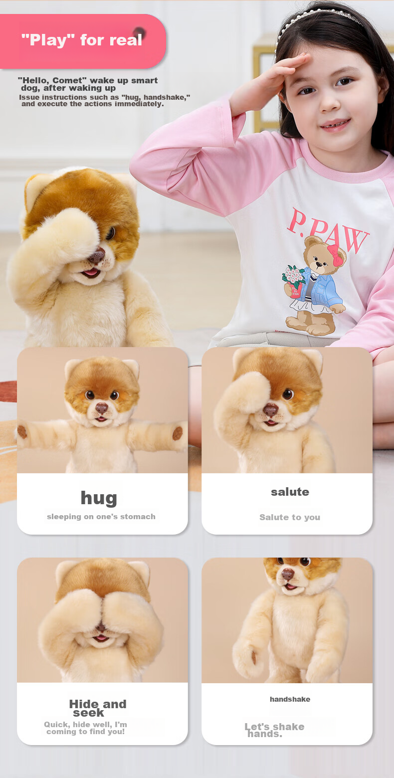 CUMATE Intelligent Pomeranian Toy Dog AI Companion Robot, Children's Gift, Birthday Present for Boys 4