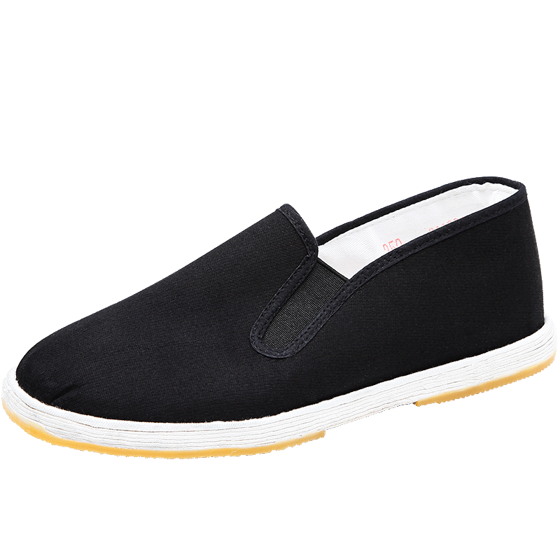 BUSHEYUAN Men's Traditional Handmade Multi-layer Sole Casual Middle-aged and Elderly Old Beijing Cloth Shoes YW8103 Plus Half Insole Black Size 38