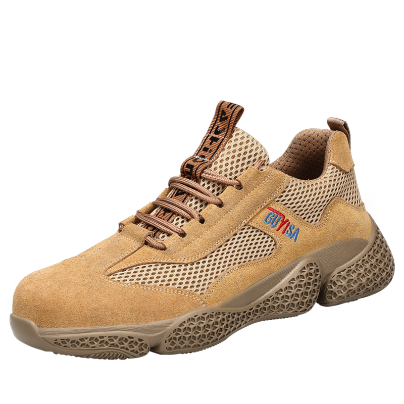 Weierdun Safety Shoes for Men, Summer Breathable Steel Toe Anti-Puncture Wear-Resistant Lightweight Work Site Safety Shoes 1039 Size 41