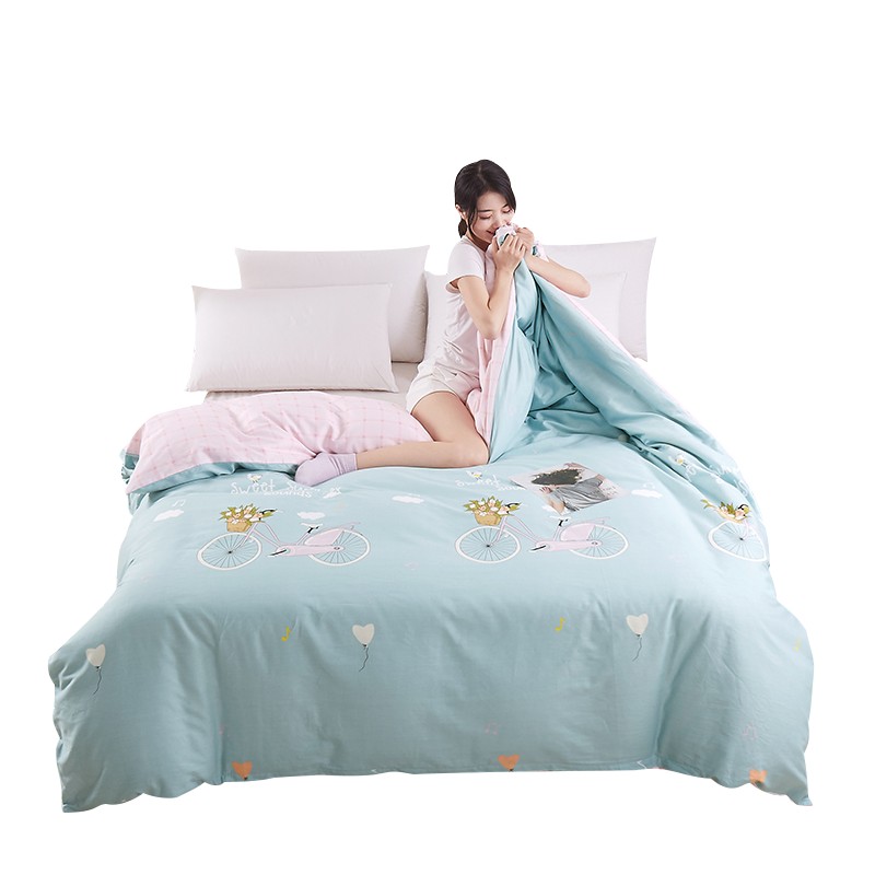 AVIVI Duvet Cover Single Piece, Pure Cotton Duvet Cover for Double Bed, Full Duvet Cover Single Piece, Yishang Blue, 200*230cm