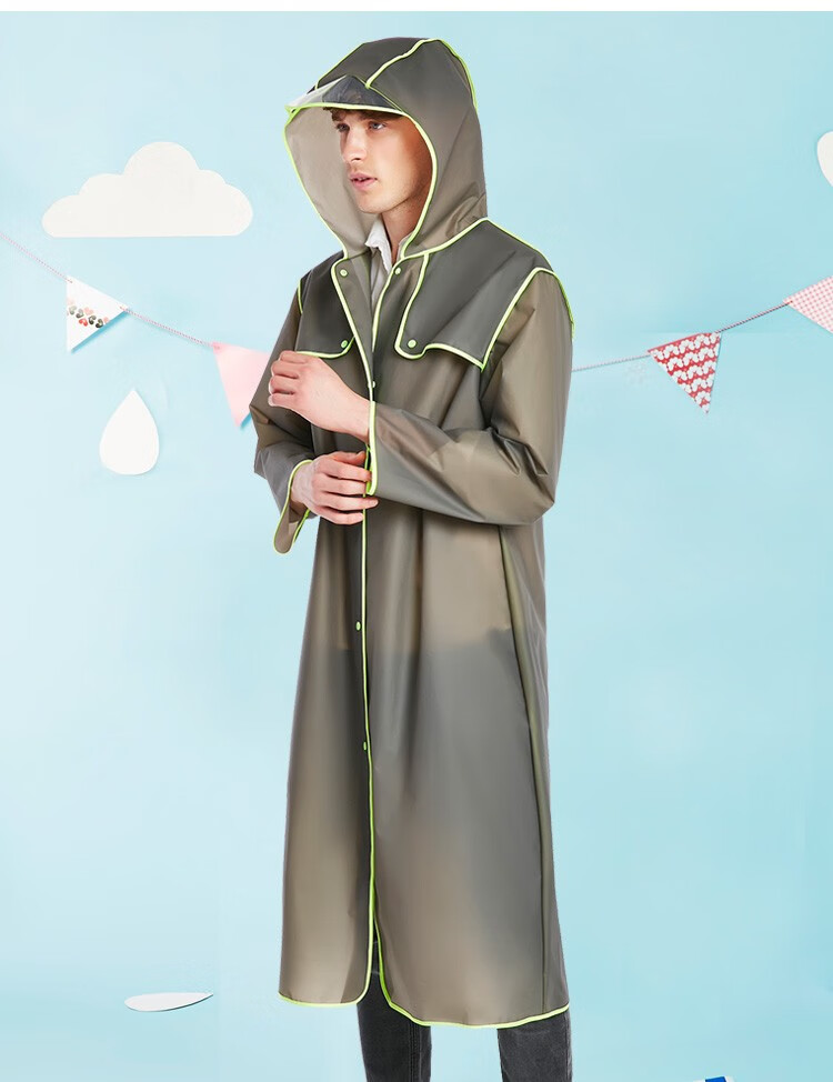 Etravel Non-Disposable Raincoat Stylish Slim Fit Unisex Long Thick Walking Hiking Rain Poncho Men's One Size 7