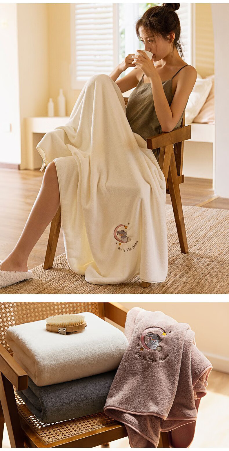 Fanyejia Smiling Rabbit Cotton Gauze Bath Towel, Absorbent, Soft, Low Shedding, Large Towel for Women, Home Use, Adult Wrap Towel, for Bathing And Exercise 14