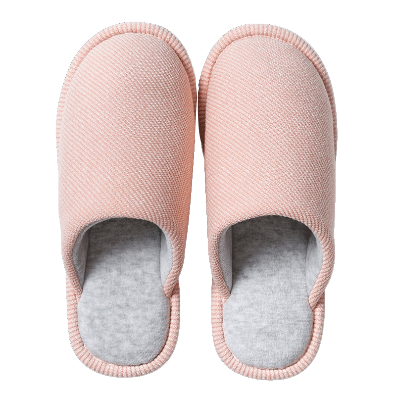 GUOLUOFEI Japanese-Style Large Size Cotton Slippers for Men And Women, Spring Autumn Winter Indoor Home Wooden Floor Couple Warm Pink 38-39