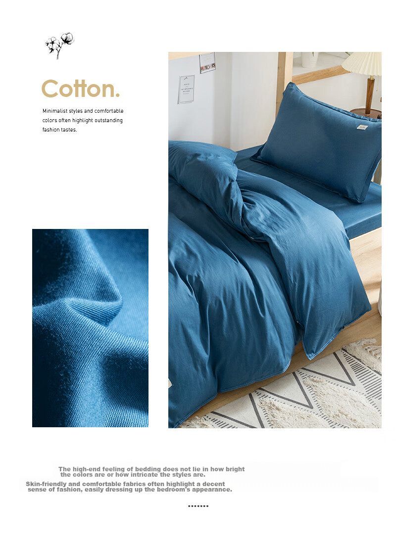 Mengshina Pure Cotton Dormitory Three-Piece Bedding Set for College Students, Bed Sheet And Duvet Cover for Single Bed, 0.9/1.2 Meters, Mengke 4